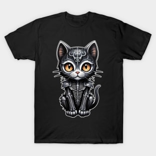 Black Skeleton Cat 4 T-Shirt